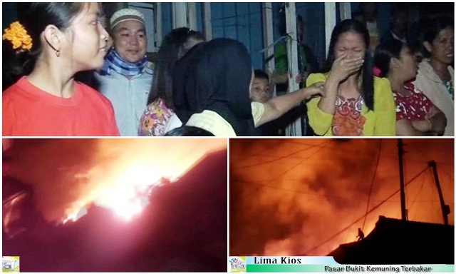 Lima Kios Pasar Bukit Kemuning Terbakar