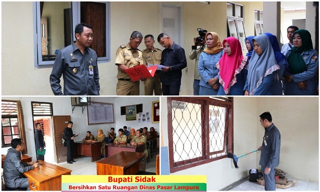 Bupati Sidak, Bersihkan Satu Ruangan di Dinas Pasar Lampura