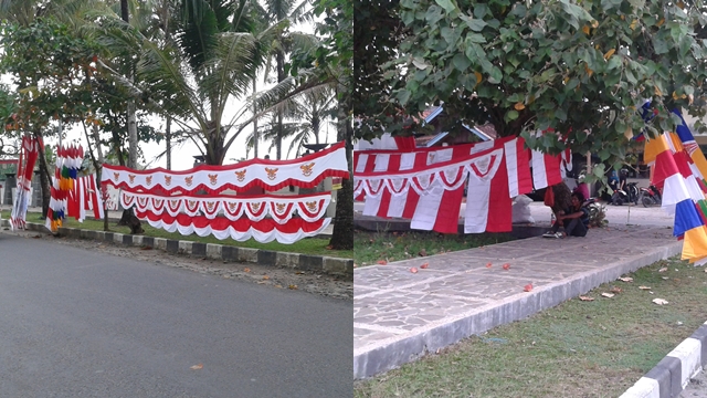 Pedagang Bendera Hiasi Jalan Raya