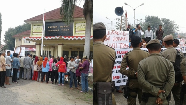Ratusan Warga Unjuk Rasa di Halam Pemda Lamtim