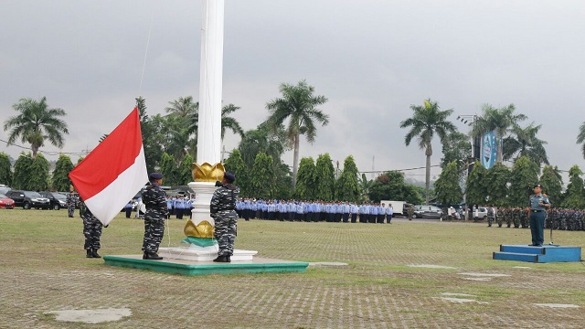 Danlanal Pimpin Upacara Gabungan Bendera di Pemprov Lampung