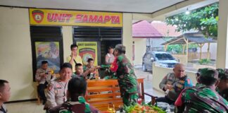 Hari Bhayangkara Ke-77, Koramil 412-05 Memberikan Ucapan Selamat Untuk Polsek Tumijajar