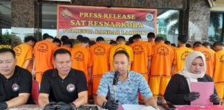 Polres Bandar Lampung Mengungkap 23 Kasus Tindak Pidana Penyalahgunaan Narkotika Berbagai Jenis