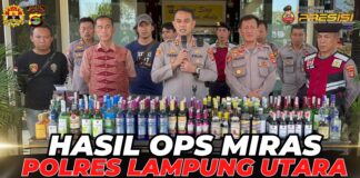 Polres Lampung Utara Berhasil Amankan Ratusan Botol Miras Berbagai Merk Hasil Operasi Dari Beberapa Toko