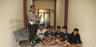 Polisi Berhasil Mengamankan 5 Remaja terduga Pelaku Tawuran Di Kec. Gadingrejo