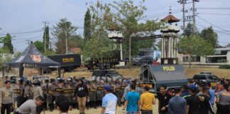Polres Lampung Utara menggelar latihan dalmas dalam rangka kesiapan menjelang Operasi Mantap Brata 2023