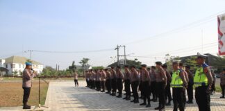 Ratusan Polisi Disiagakan Amankan Kampanye Akbar Relawan Prabowo-Gibran Di Pringsewu