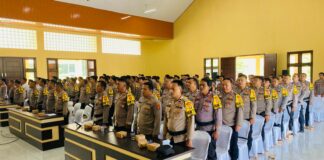 216 Personil Polres Tulang Bawang Barat Lakukan Pembekalan PAM TPS PEMILU 2024