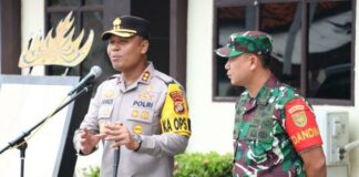 Polres Tulangbawang Polda Lampung Apel Patroli Sinergitas TNI Pada Tahap Pemungutan Suara