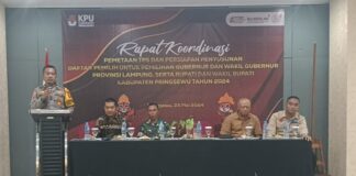 Polres Pringsewu Hadiri Rapat Koordinasi Pemetaan TPS Dan Penyusunan Daftar Pemilih Pilkada 2024